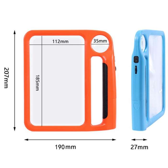 5/10X 48LEDs Magnifier 3 Colors Cold Warm Brightness Adjustment Handheld Loupe, Spec: Battery Blue