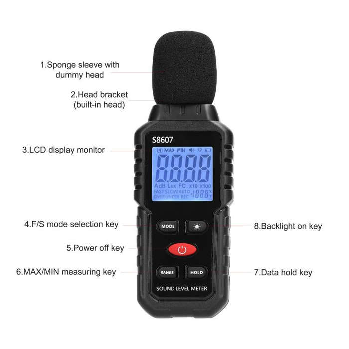 Mini High-Precision Decibel Instrument Environmental Noise Detector(Without Battery)