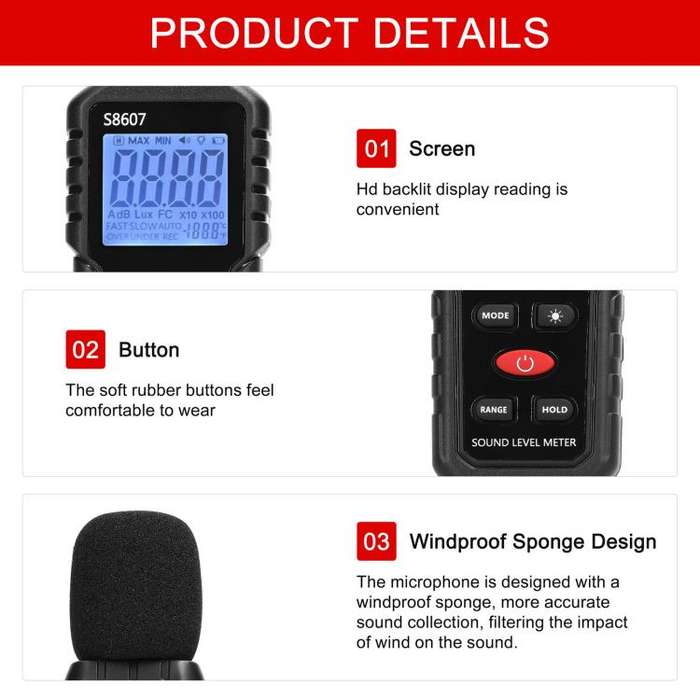 Mini High-Precision Decibel Instrument Environmental Noise Detector(Without Battery)