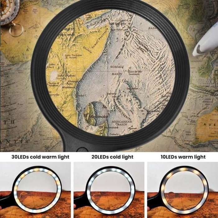 5/10X 30 LEDs Magnifying Glass USB Charging Neck Worn Handheld For Reading Maintenance(Black)