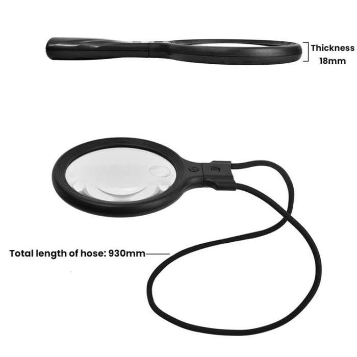 5/10X 30 LEDs Magnifying Glass USB Charging Neck Worn Handheld For Reading Maintenance(Black)