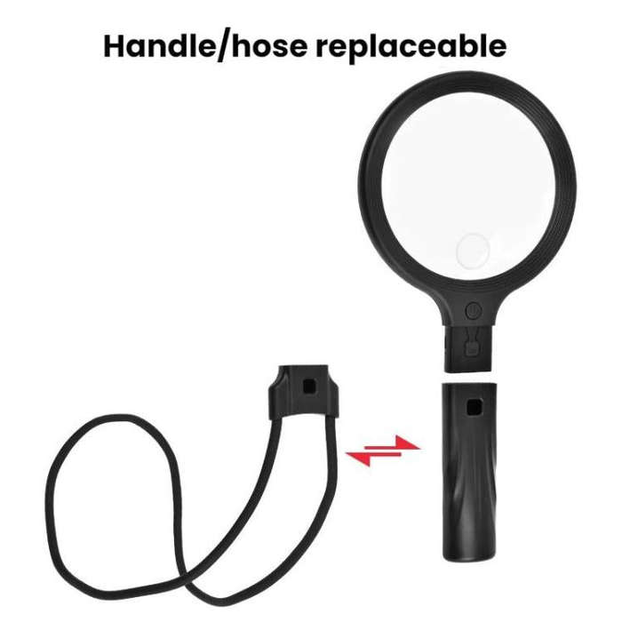 5/10X 30 LEDs Magnifying Glass USB Charging Neck Worn Handheld For Reading Maintenance(Black)