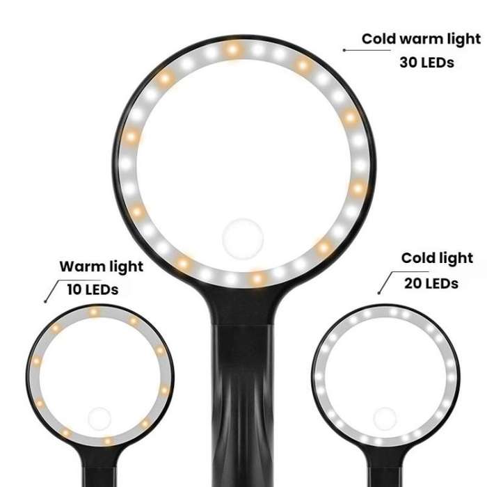 5/10X 30 LEDs Magnifying Glass USB Charging Neck Worn Handheld For Reading Maintenance(Black)