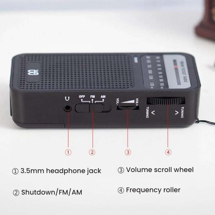 Portable Pointer AM/FM Full Channel Radio(White)