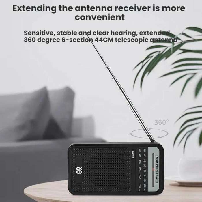 Portable Pointer AM/FM Full Channel Radio(Silver)