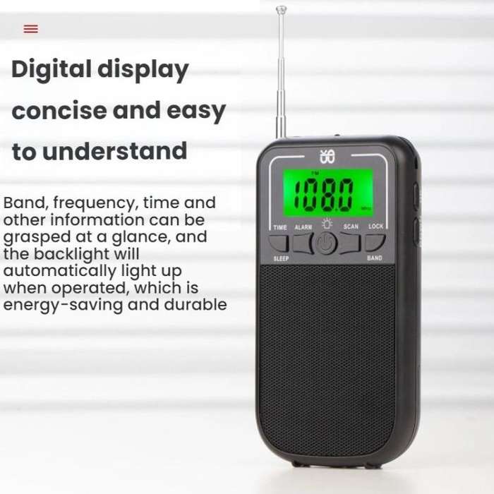 Portable FM/AM/SW Multi-Band High-Sensitivity Clock-Controlled Radio Player, Specification: For E...