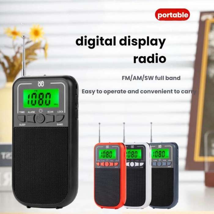 Portable FM/AM/SW Multi-Band High-Sensitivity Clock-Controlled Radio Player, Specification: For U...