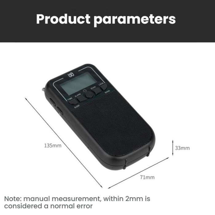 Portable FM/AM/SW Multi-Band High-Sensitivity Clock-Controlled Radio Player, Specification: For E...