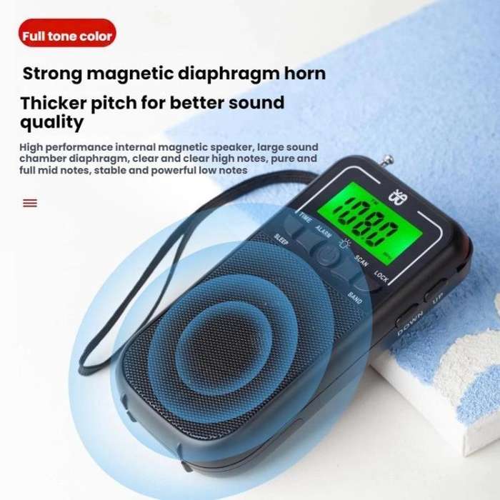 Portable FM/AM/SW Multi-Band High-Sensitivity Clock-Controlled Radio Player, Specification: For E...