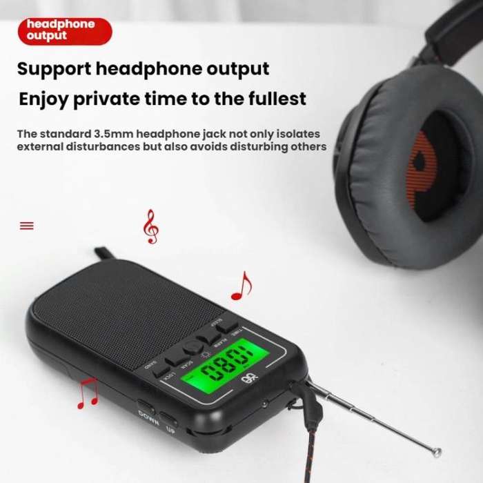 Portable FM/AM/SW Multi-Band High-Sensitivity Clock-Controlled Radio Player, Specification: For E...