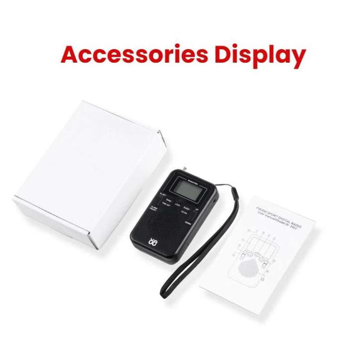 Portable FM/AM Clock-Controlled Stereo Pocket Radio Player, Size: For EU(Black)