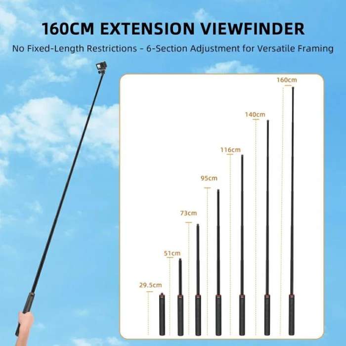 Flymile 1.4m Extendable Selfie Stick Tripod For Action Cameras One-Button Quick Setup Monopod Wit...