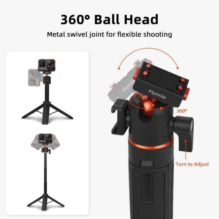 Flymile 20-54cm Magnetic Quick-Release Tripod for Insta360 Ace Pro 2/X5/X4/X3/X2/Ace Pro/Ace(Black)