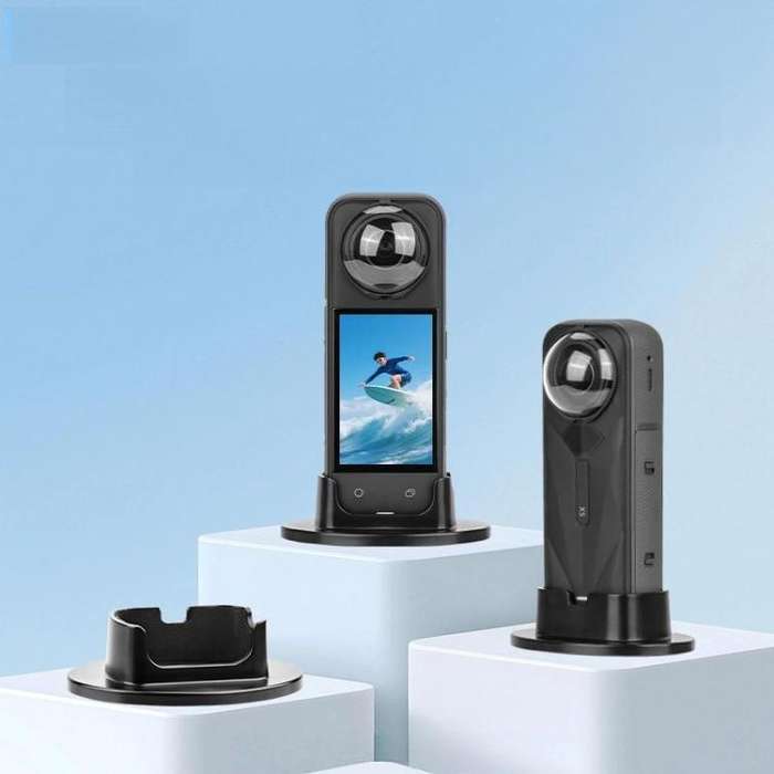 For Insta360 X5  Flymile Anti-Slip Base Plastic Desktop Stand Stable Camera Holder(Black)