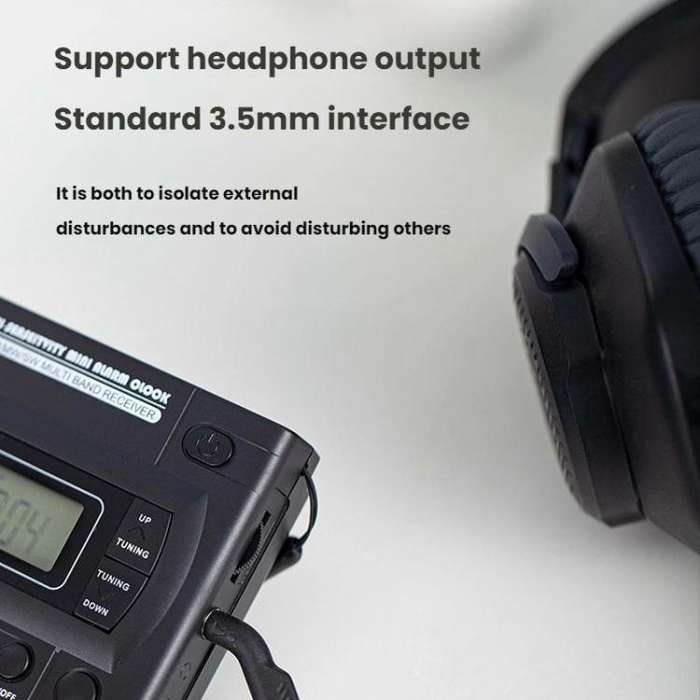FM/AM/SW Full-Band Portable Clock LCD Clock Control Radio Player, Specifications: For EU(Black)