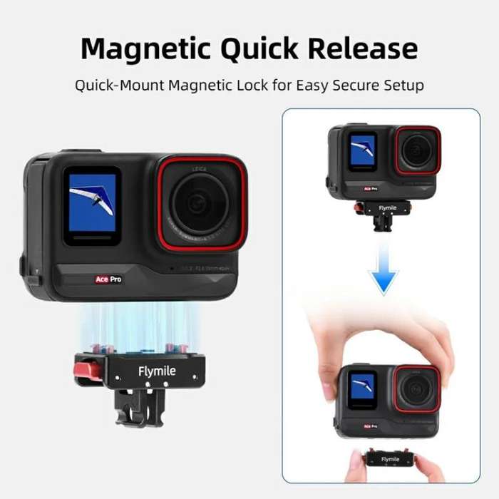 Flymile Magnetic Quick-Release Base 1/4 Inch Thread Foldable Extension Kit for Insta360 Ace Pro 2...