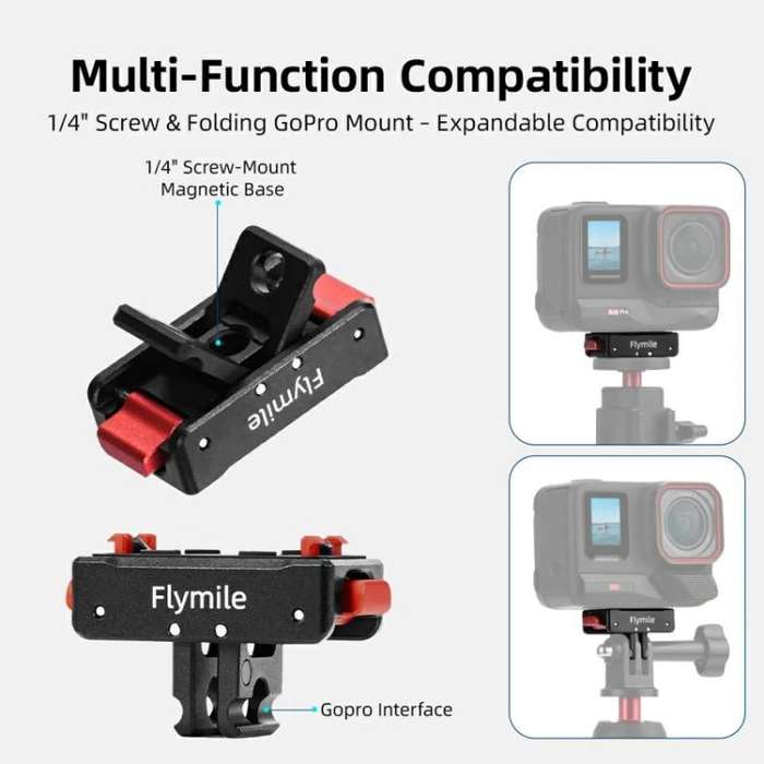 Flymile Magnetic Quick-Release Base 1/4 Inch Thread Foldable Extension Kit for Insta360 Ace Pro 2...