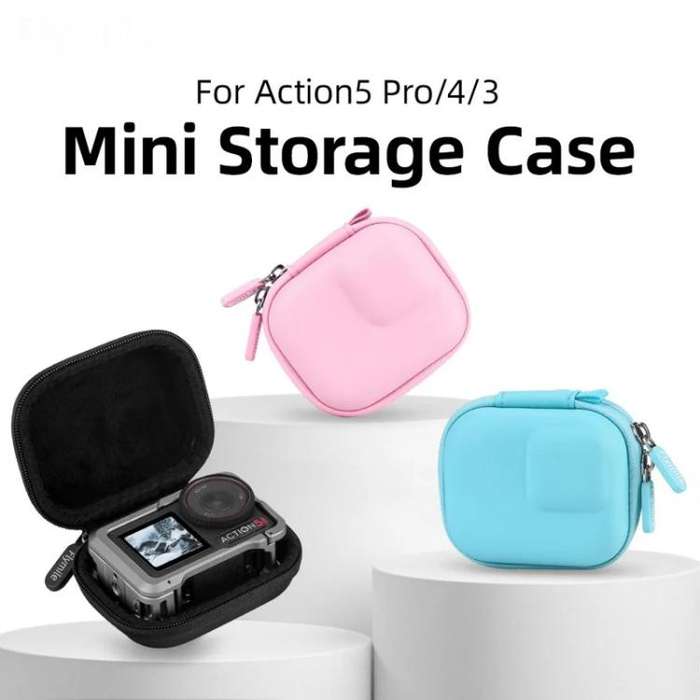 Flymile PU Mini Camera Case with Carabiner For Caged DJI Action 3/4/5 Pro/Insta360 Ace Pro 2/1/Go...