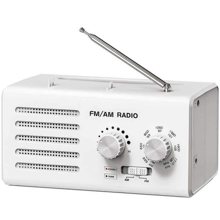 Dual-band FM/AM External Power Socket Radio Player, Specifications: For EU(White)