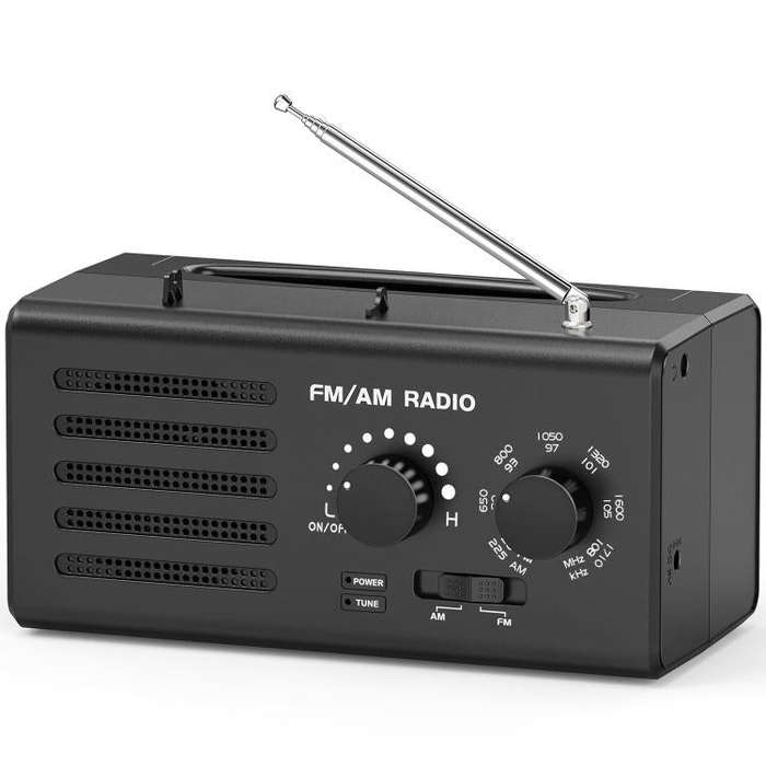 Dual-band FM/AM External Power Socket Radio Player, Specifications: For US(Black)