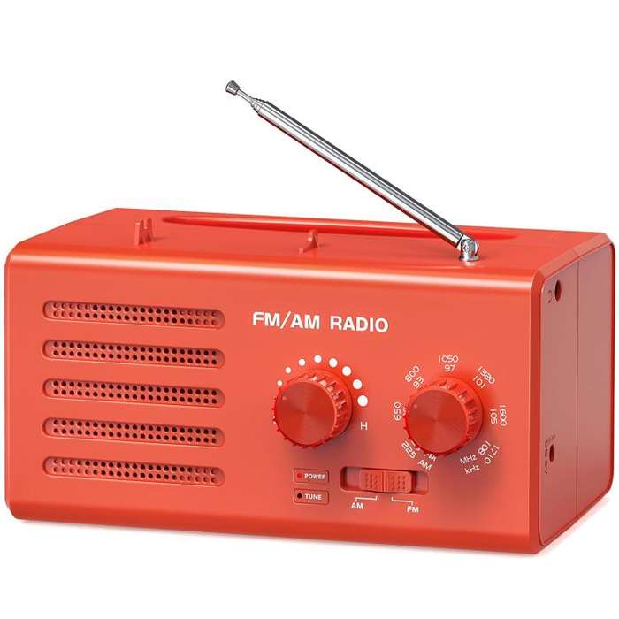 Dual-band FM/AM External Power Socket Radio Player, Specifications: For US(Red)