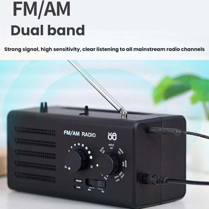 Dual-band FM/AM External Power Socket Radio Player, Specifications: For EU(Black)