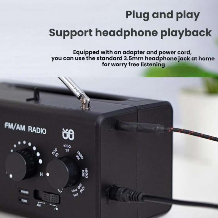 Dual-band FM/AM External Power Socket Radio Player, Specifications: For US(Black)