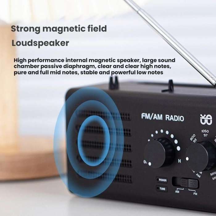 Dual-band FM/AM External Power Socket Radio Player, Specifications: For US(Black)
