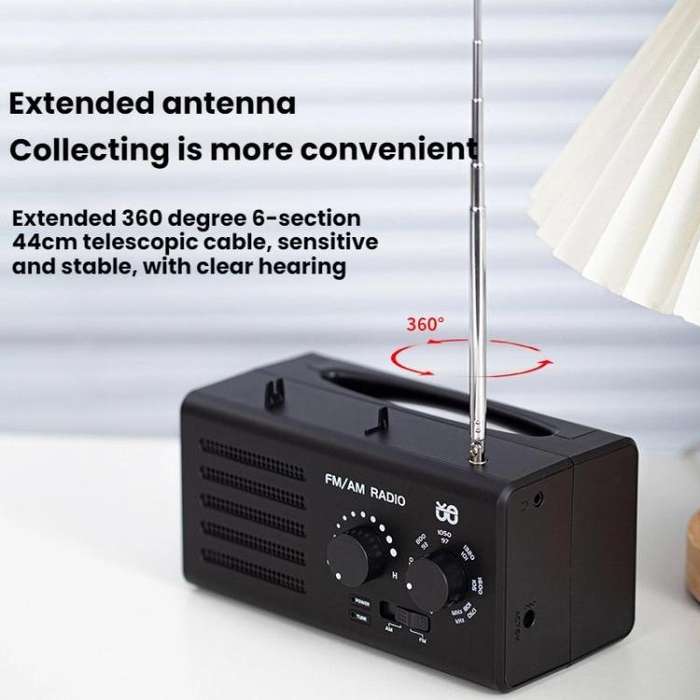 Dual-band FM/AM External Power Socket Radio Player, Specifications: For US(Black)