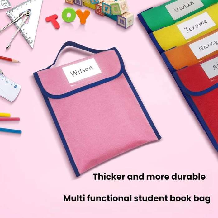 Handheld Book Bag Tutorial Bag With Transparent Pocket For Name Tags(Blue)