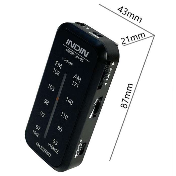 INDIN SH05 Mini Stereo AM/FM Radio With Earphone & Stainless Steel Clip(Black)