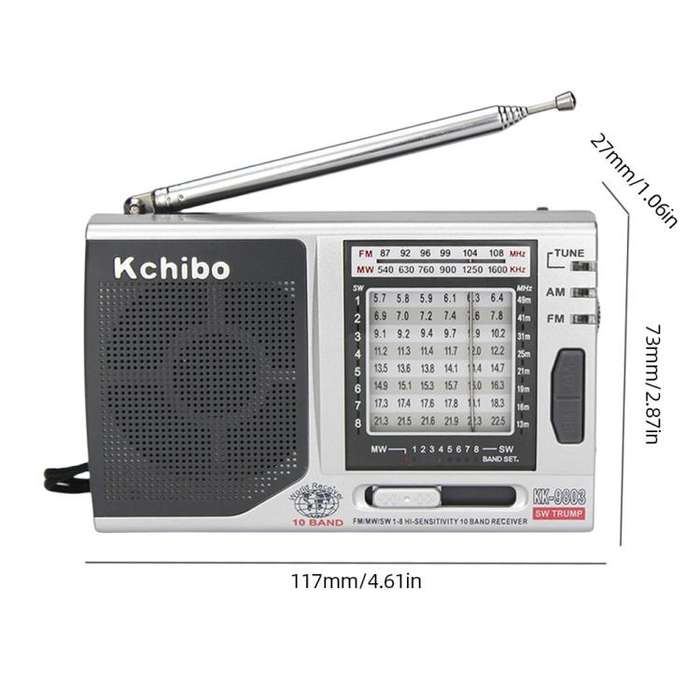 Kchibo 10-Band AM/FM/SW Portable Radio with High-Fidelity Speaker Compact Mini Multi-Band Receive...