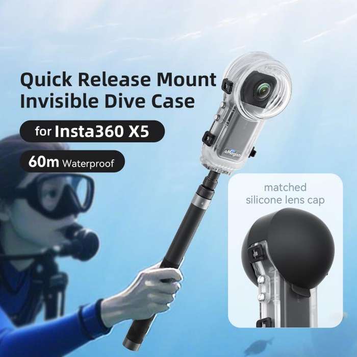 For Insta360 X5 AMagisn 60m/196ft Diving Case Quick-Release Full Invisible Waterproof Underwater ...