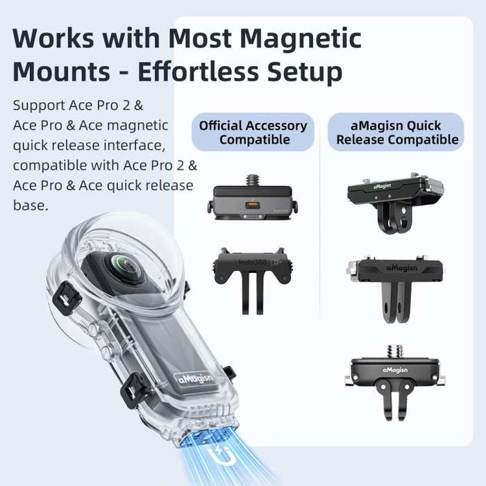 For Insta360 X5 AMagisn 60m/196ft Diving Case Quick-Release Full Invisible Waterproof Underwater ...