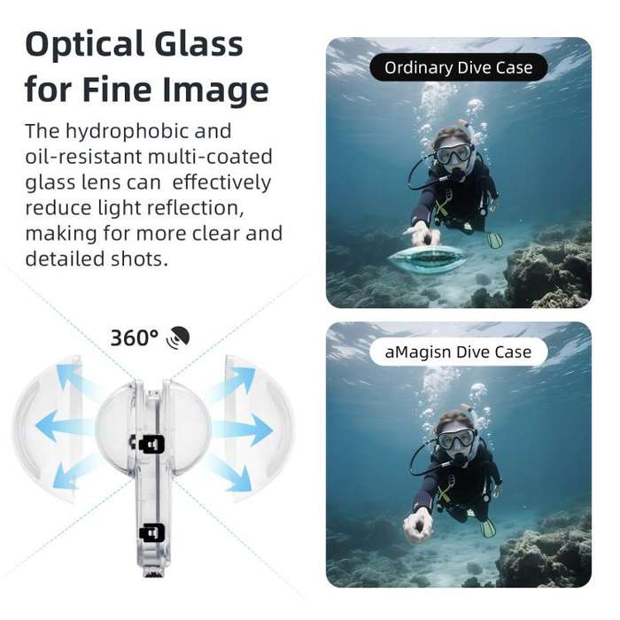 For Insta360 X5 AMagisn 60m/196ft Diving Case Quick-Release Full Invisible Waterproof Underwater ...