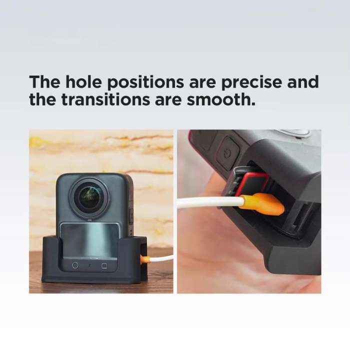 For DJI Osmo 360 Action Camera CYNOVA Silicone Mount Base Desktop & Car Holder(Black)
