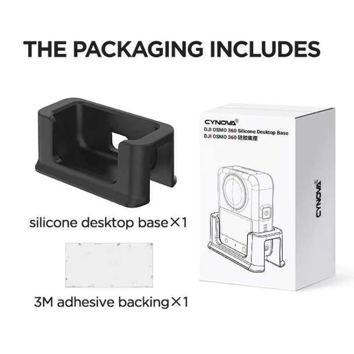 For DJI Osmo 360 Action Camera CYNOVA Silicone Mount Base Desktop & Car Holder(Black)