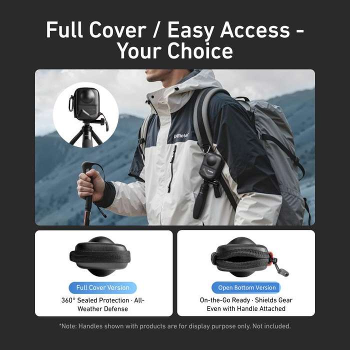 TELESIN Full-Coverage PU Carrying Case for DJI Osmo 360 Camera Protective Pouch with Carabiner Clip