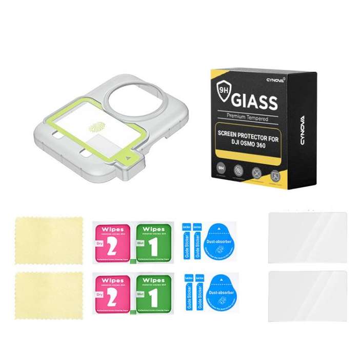 For DJI Osmo 360 CYNOVA Tempered Glass Screen Protector Kit Auto-Align Installation Frame