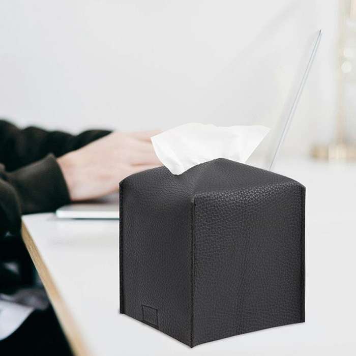12.5x12.5x12cm Square Leather Paper Towel Box Paper Towel Bedroom Tissue Box(White)