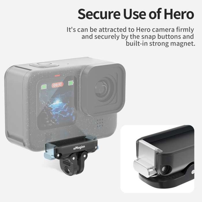 aMagisn Magnetic Quick Release Adapter for GoPro HERO13/12/11/10/9/8/11 Mini/MAX Separate Top Mou...