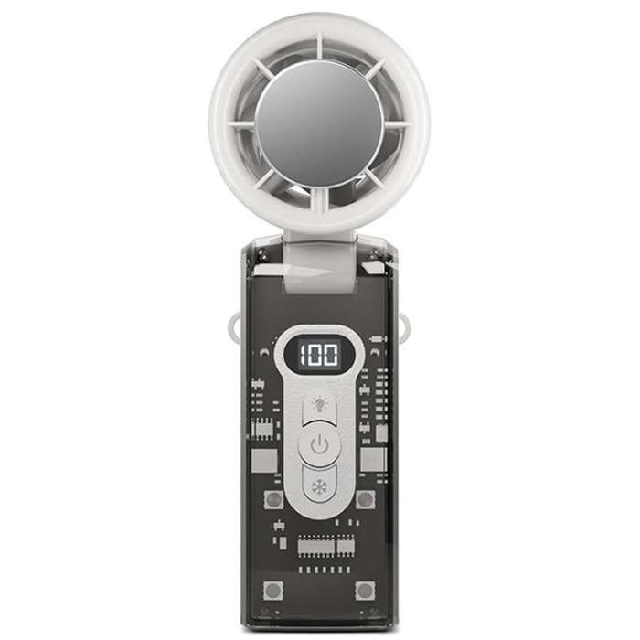 High Speed Folding Cooling Fan Powerful Semiconductor Handheld Turbine Fan(Transparent White)