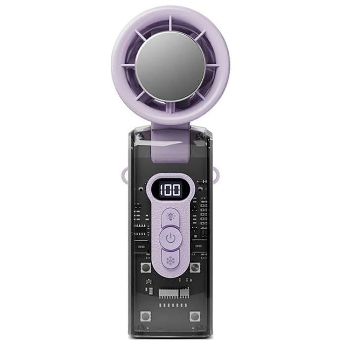 High Speed Folding Cooling Fan Powerful Semiconductor Handheld Turbine Fan(Transparent Purple)