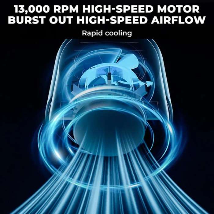 High Speed Folding Cooling Fan Powerful Semiconductor Handheld Turbine Fan(Transparent White)