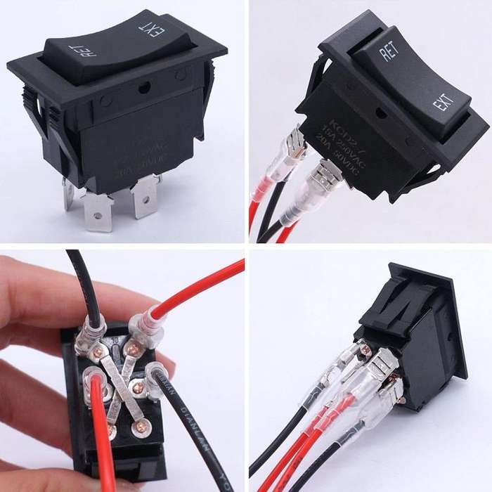 4 Pin DPDT 20A/12V DC Panel Rocker Toggle Switch, Specification: Jumper Wires