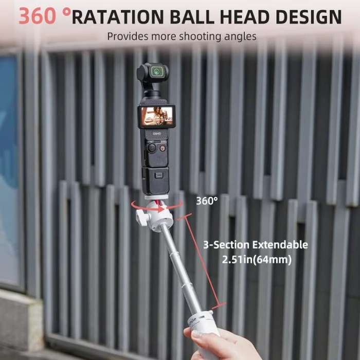 Flymile 15.8-30.8cm Tripod Selfie Stick for Action Cameras With 360-degree Adjustable Ball Head &...