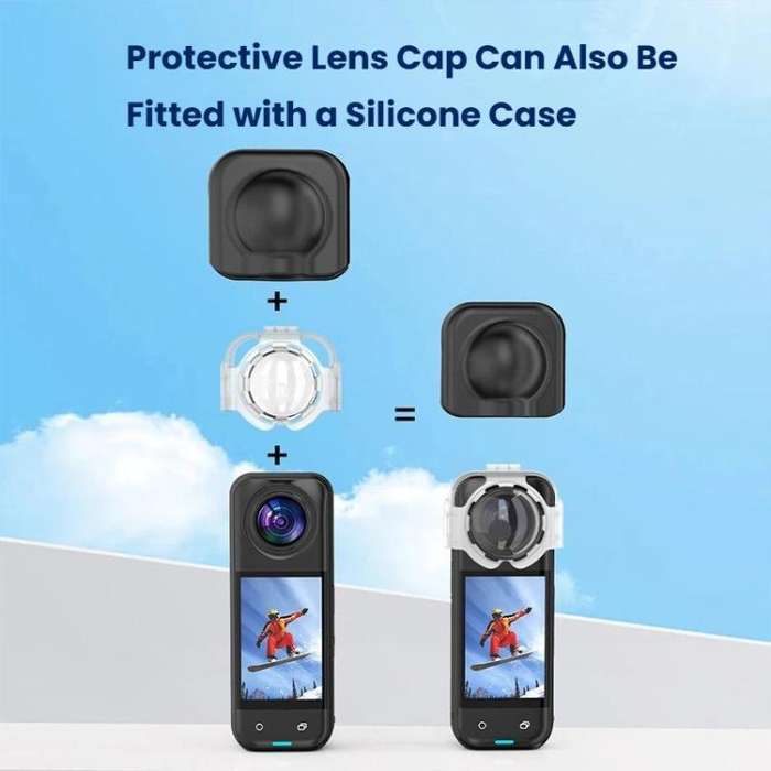 For Insta360 X5 Camera Anti-Fog Snap-On Protective Lens Cover Lens Guards(Transparent)