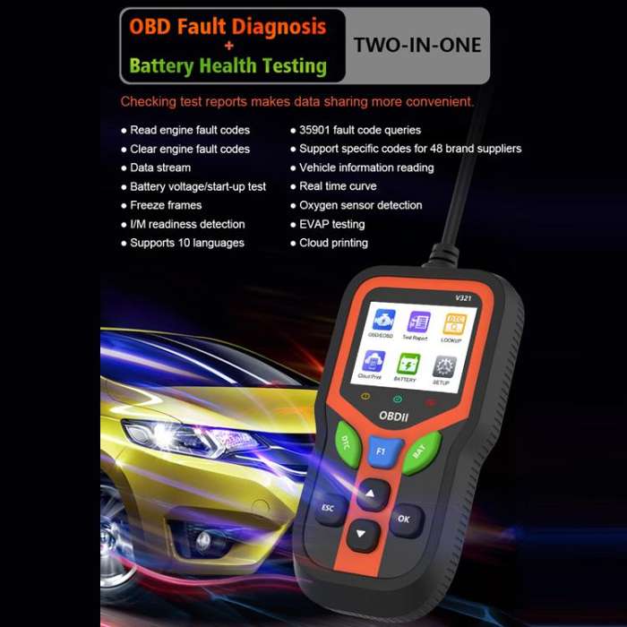 OBD 9-16V Car Battery Fault/Health Tester(V321)