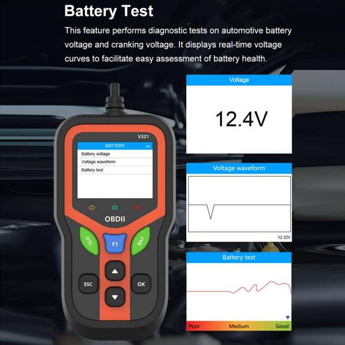 OBD 9-16V Car Battery Fault/Health Tester(V321)
