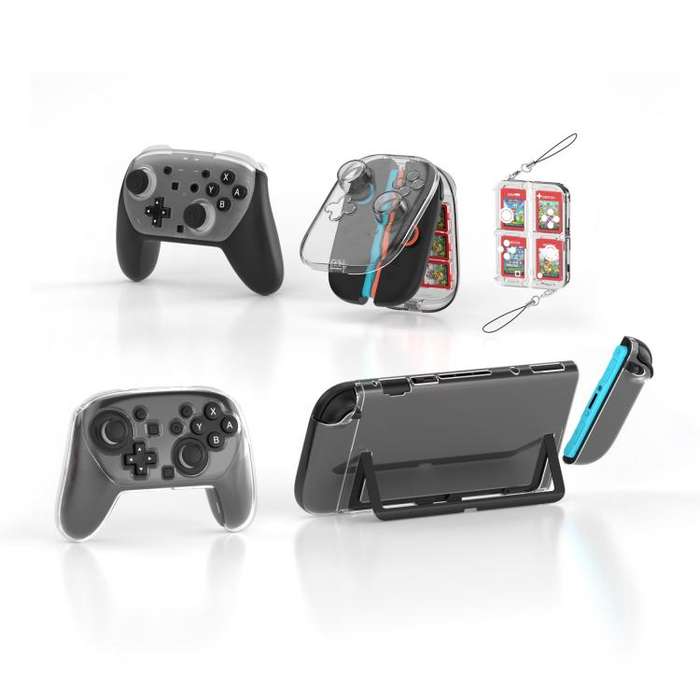 For Nintendo Switch 2 JYS 5-in-1 Crystal Case Full Protection Set Includes Console Shell, Joy-con...